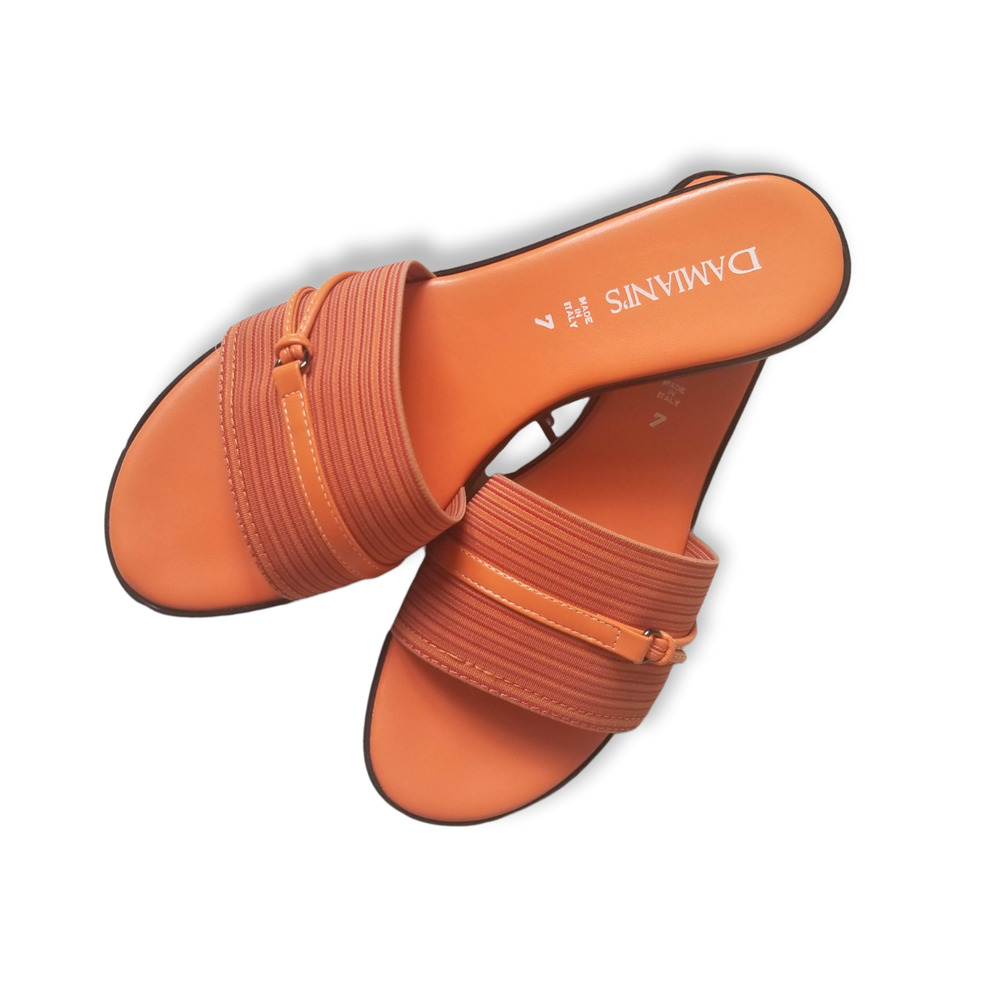Damiani's made Italy, Orange Wedge Slides Sandals - Size 7